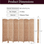 Rose Home Fashion 6 ft Tall Room Divider, Room Dividers and Folding Privacy Screens, 15.7in Privacy Screen 6 Panel Partition Temporary Wall Separation for Private, Natural