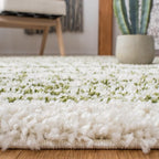SAFAVIEH Arizona Shag Collection Area Rug - 10' x 14', Ivory & Green, Moroccan Design, Non-Shedding & Easy Care, 1.6-inch Thick, Ideal for The Living Room, Bedroom, Dining Room (ASG741Y-10)