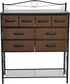 Household Essentials Victorian Style 8-Drawer and Bottom Shoe Shelf Storage Organizer Unit, Black and Walnut Color