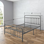 Golden Gate Beds Victorian Vintage Style Metal Bed Frame with Wrought Iron Headboard and Footboard, Classic Platform Bedframe Storage, No Box Spring Needed, Mattress Foundation, Silver, Queen Size