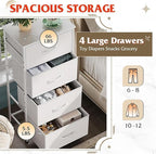 WLIVE Dresser with 4 Drawers, Storage Tower, Organizer Unit, Fabric Dresser for Bedroom, Hallway, Entryway, Closets, Sturdy Steel Frame, Wood Top, Easy Pull Handle, White