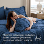 Bedsure Full Size Comforter Sets - Bedding Sets Full 7 Pieces, Pintuck Bed in a Bag Navy Blue Bed Set with Comforter, Sheets, Pillowcases & Shams