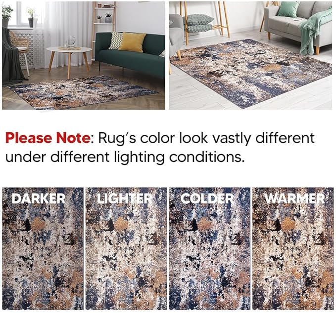 Keen Home Design Area Rugs - 2x16 Non-Shedding, Abstract Rugs for Kitchen, Living Room, Bedroom, Dining Room, Entryway - Size: 2'8" x 16', Multi