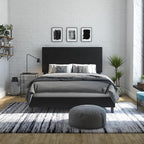 DHP Janford Upholstered Bed, Black Faux Leather, Queen