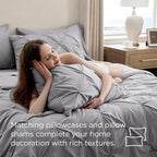 Bedsure Oversized Queen Comforter Set Grey - Bed in a Bag Bedding Set 7 Pieces, GentleSoft™ Pintuck Bed Set Gift for Family, Pinch Pleat All Season Comforter with Sheets, Pillowcases & Shams