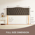 Tufted Upholstered Headboard Full Size, Sturdy and Durable Solid Wood Bed headboard, Fabric Headboard Adjustable Height from 37” to 51”, Button Diamond Design Head Board, Chocolate