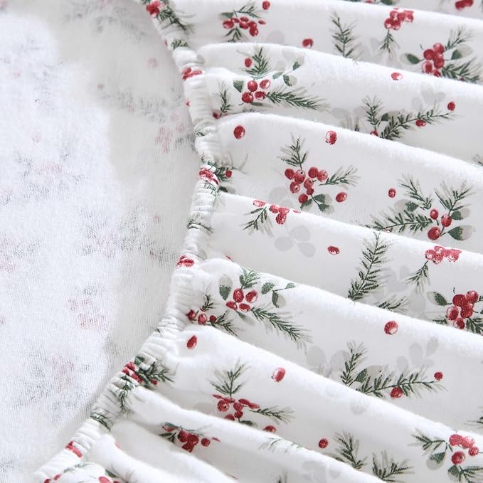 Laura Ashley - Flannel Sheets Twin Size, Anti-Pilling & Wrinkle Resistant Cotton, Touchably Soft for All-Season Comfort - Bed Sheets with Matching Pillowcase & Fitted Sheet (Berry Bright Red)