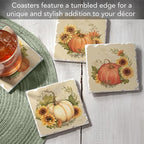 Thirstystone Harvest Field 4 Pack Assorted Tumbled Tile Stone Coasters with Protective Cork Backing 4" Square Manufactured in The USA