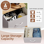 Somdot Tall Dresser for Bedroom with 6 Drawers, Storage Organizer Chest of Drawers with Removable Fabric Bins for Closet Bedside Living Room Laundry Entryway Hallway, Ash Grey