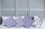Ambesonne Vintage Throw Pillow Cushion Case Pack of 4, Monochrome Design Grid Trellis Quatrefoil Mesh and Dahlia Flowers Modern Print, Modern Accent Double-Sided Digital Printing, 18", Lavender White