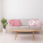 Ambesonne Retro Throw Pillow Cushion Case Pack of 4, Trellis Grid Medieval Floral Damask Mandala Flower Ornament in Modern Monochrome, Modern Accent Double-Sided Digital Printing, 18", Pastel Pink
