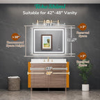 TokeShimi 40x32 Lighted Mirrors for Bathroom Wall,Backlit + Front lit LED Mirror for Bathroom,Dimmable 3-Color,Anti-Fog,Memory Function,Tempered Glass.Shatterproof,Waterproof,UL Listed