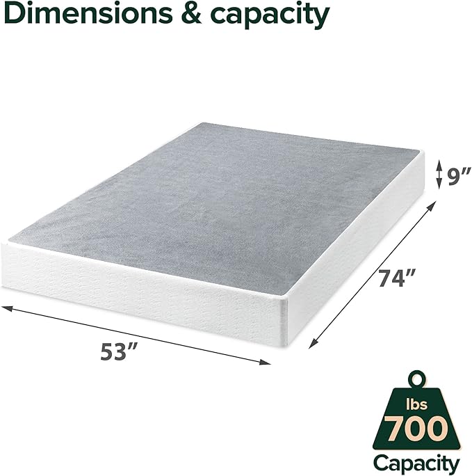 ZINUS 9 Inch Full Metal Smart Box Spring with Quick Assembly, Mattress Foundation, Strong Metal Frame, Easy Assembly