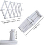 WEBI Accordion Wall Hanger,Expandable Wooden Coat Rack Wall Mounted,Accordion Hat Rack for Wall Rack for Hats,Caps,16 Peg Hooks,White