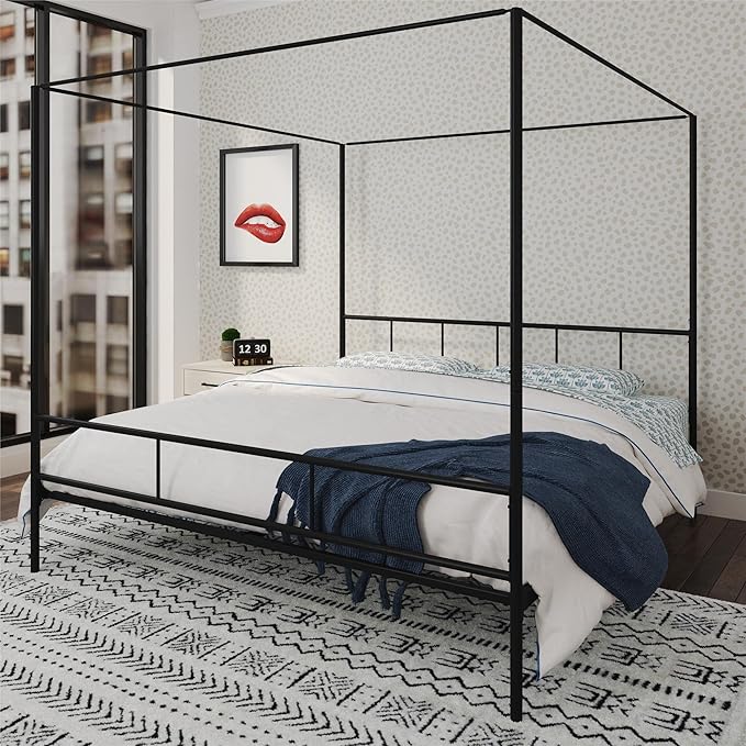 Novogratz Marion Canopy Bed, King, Black