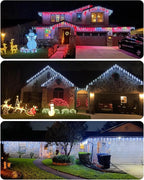 Minetom Icicle Lights Outdoor with Clips, 20ft 100 LED 20 Tubes Twinkling White Christmas String Lights, Connectable Waterproof Hanging Icicle String Light Plug in for Eave Holiday Outdoor