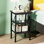 VECELO Modern Nightstands X-Design Side End Table Night Stand with Storage Shelf for Bedroom,Living Room,