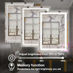 24 x 32 Inch LED Bathroom Mirror with Lights, Lighted Bathroom Vanity Mirrors for Wall, Wall Mounted, Stepless Dimmable, Anti-Fog, Memory Funtion, Horizontal or Vertical