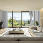 NICETOWN Vintage Open Linen Weave Flax Wall to Wall Room Dividers Curtain for Patio Sliding Door, Off White, 100% Blackout Curtains 84" Long, Soundproof Window Treatment Drapes for Hall Room