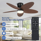 Palm Leaf Ceiling Fans with Lights-42 Tropical Ceiling Fan with Light and Remote/APP Control,Flush Mount Low Profile Ceiling Fans for Bedroom,Indoor/Outdoor Patio Use(Brown)