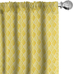 Ambesonne Yellow Window Curtains, Moroccan Trellis Pattern in Yellow Tones Vintage Eastern Pattern, Lightweight Decor 2-Panel Set with Rod Pocket, Pair of - 28" x 95", Mustard Yellow