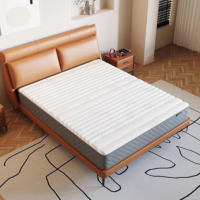 PurrJoys Firm Queen Mattress,10 Inch Hybrid Queen Size Mattress in a Box with Gel Memory Foam, Pocket Innerspring, Pressure Relief, Motion Isolation, Non-Fiberglass - Firm