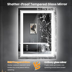 LED Bathroom Mirror, 20"x28" Mirror with Front and Backlit, Anti-Fog, Bathroom Vanity Mirror for Wall, Memory, Stepless Dimmable, Tempered Glass (Horizontal/Vertical)