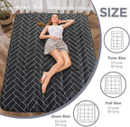 MAXYOYO Black Geometric Pattern Futon Mattress, Japanese Floor Mattress Quilted Bed Mattress Topper, Extra Thick Folding Sleeping Pad Breathable Floor Lounger Guest Bed for Camping Couch, Queen