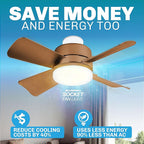 Bell+Howell Socket Breeze Socket Fan Light with Remote, Portable Small Ceiling Fans with Lights for Bedroom, Kitchen, Living Room, Ceiling Fan with Light 3500K, 1000 Lumens, Screws into E26/E27