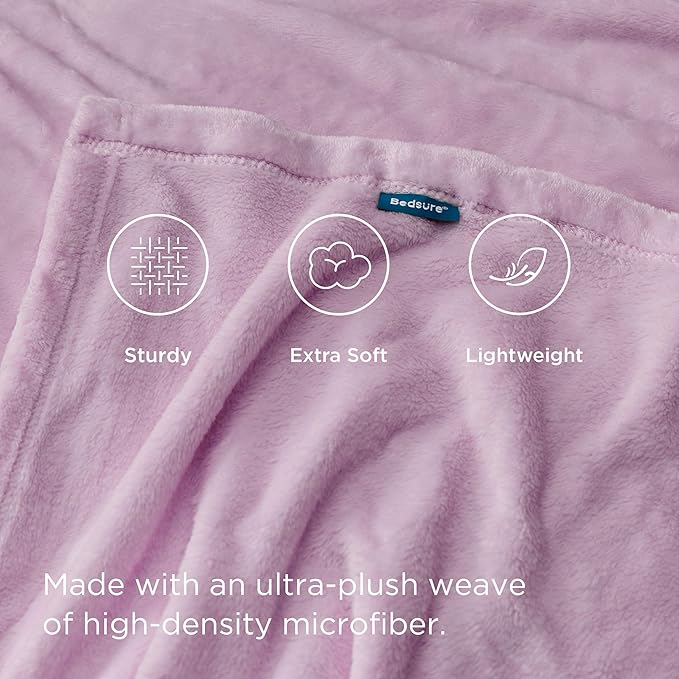 Bedsure GentleSoft Fleece Blanket Twin Size Lilac - 300GSM Lightweight Plush Fuzzy Cozy Soft Warm Blanket for Bed, Sofa, Couch, Travel, Camping, 60x80 inches
