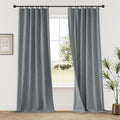 KangBang 120 Inch Black Out Linen Curtains 2 Panels Set for High Windows, Back Tab Rod Pocket Neutral Morden Tweed Blackout Linen Curtains for Living Room Sliding Patio Door(52x120 Inch, Frost Gray)