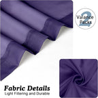 Chyhomenyc Sheer Valances for Windows 2 Packs, 42Wx14L Inches Small Window Valance for Living Room Bathroom Cafe Laundry Basement, Elegant Rod Pocket Voile Valance, Purple