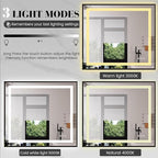 LED Bathroom Mirror,40"x32" Mirror with Black Frame, Front Light and Backlit, Stepless Dimmable, Anti-Fog, Shatter-Proof, Memory, 3 Colors, LED Vanity Mirror