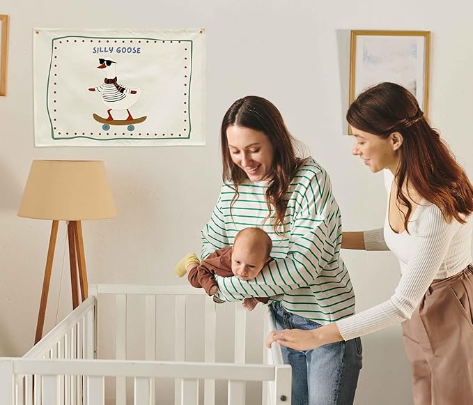 Silly Goose Nursery Rectangular Canvas Banner-Flag Wall Sign Decor for Boys Girls Toddler Kids,Baby Room Above Crib Playroom Reading Room Bedroom Decor-Easter Baby Shower Birthday Christmas Gift