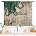 Nautical Octopus Curtains, Coastal Old Pirate Map Sailboat Compass Vintage Magic Ocean Kraken Octopus Tentacles Window Drapery Treatment for Bedroom Living Room Kitchen Bathroom 2 Panels, 55x39 Inch