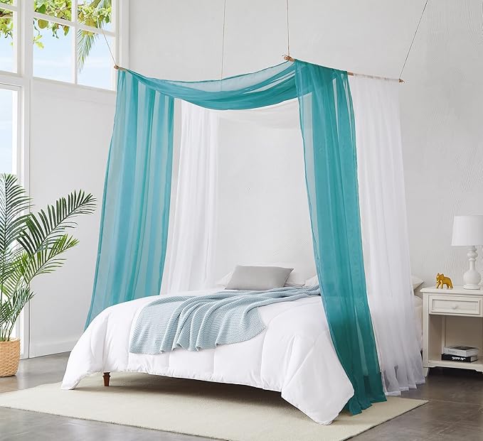 Warm Home Designs Extra Long Green Teal Sheer Window Scarf. Valance Scarves are 54 X 216 Inches. Great As Wedding Arch Draping Fabric, Bed Canopy Or for Decorative Project. AM Teal 216"