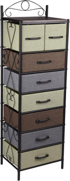 Household Essentials Victorian Style 8-Drawer Tower Storage Organizer Unit, Multicolor