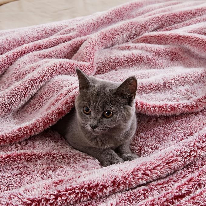 Exclusivo Mezcla Plush Fuzzy Fleece Bed Blanket King Size, Super Soft, Fluffy and Warm Blankets, Suitable for All Seasons (Mixed Deep Red, 90x104 Inches)