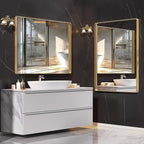 Hasipu 2 PCS Bathroom Mirror for Wall, 36 x 30 Inch Gold Metal Framed Bathroom Mirrors for Over Sink, Rectangle Bathroom Vanity Mirror, Anti-Rust, Tempered Glass, Horizontal or Vertical