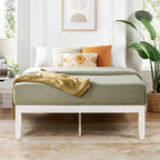 Mellow Naturalista Classic 16 Inch Solid Wood Platform Bed with Wooden Slats, White, King