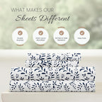 Linen Market Double-Brushed Patterned Microfiber California King Sheet Set 4 Piece – OEKO-TEX Certified Ultra Soft & Wrinkle-Free - 16" Deep Pocket Sheets Easy Care Cal-King Size - Burst of Vines Navy