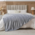 NEWCOSPLAY Super Soft King Blanket Grey Premium Silky Flannel Fleece Leaves Pattern Lightweight Bed Blanket All Season Use (Grey, King(90"x110"))