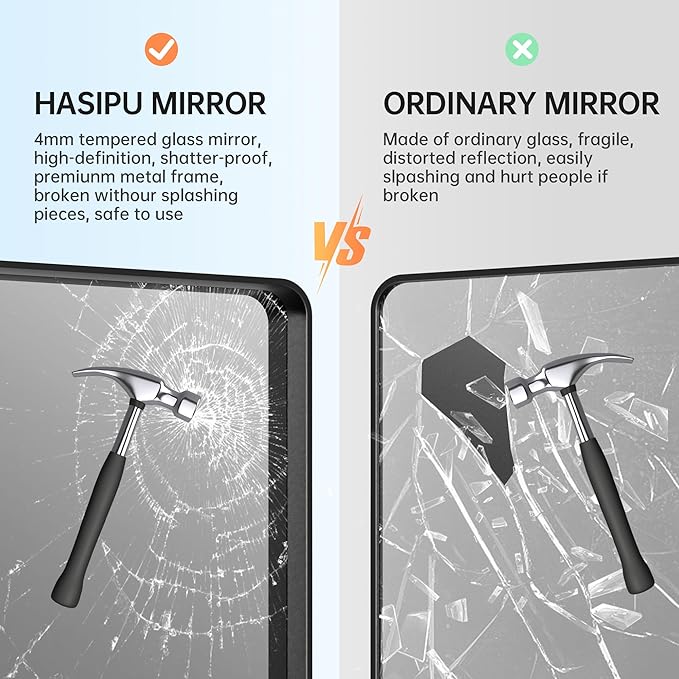 Hasipu 2 PCS Bathroom Mirror for Wall, 36 x 24 Inch Black Metal Framed Bathroom Mirrors for Over Sink, Rectangle Bathroom Vanity Mirror, Anti-Rust, Tempered Glass, Horizontal or Vertical