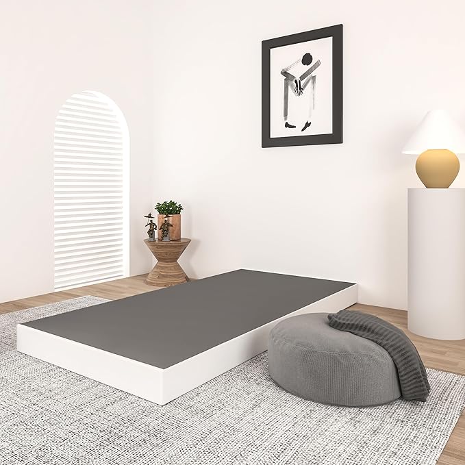 Qingzhou Box Spring Twin, 5 Inch High Metal Twin Box Spring Only, Heavy Duty Mattress Foundation with Fabric Cover, Easy Assembly, Quiet Noise Free, Non Slip, Black