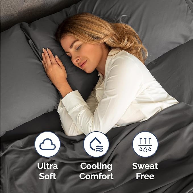 Twin 4 Piece Sheet Set - Comfy Breathable & Cooling - Ultra Soft Hotel Luxury Bedding Set w/ 8-16 Inch Deep Pockets - 1 Flat & 1 Fitted Sheet & 2 Pillowcases - Wrinkle Free and Easy Care - Charcoal