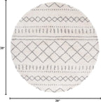 SAFAVIEH Arizona Shag Collection Accent Rug - 3'2" Round, Ivory & Grey, Geometric Design, Ideal for High Traffic Areas in Entryway, Kitchen & Bathroom (ASG741F-3R)