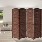 Sorbus Room Divider 6 ft. Tall - Privacy, Wide Double Hinged Panels, Mesh Hand-Woven Design, Folding Screens, Wall Divider for Room Separation, Brown Rust Wicker, 8 Panel