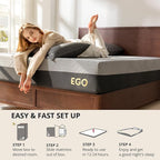 EGOHOME 10 Inch Queen Memory Foam Mattress for Back Pain, Cooling Copper Gel Bed in a Box, Foam Made in USA, CertiPUR-US Certified, Therapeutic Medium Firm, 60x80x10 Black