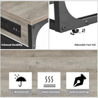 TUTOTAK C Shaped End Table with Charging Station, Side Table for Sofa, Couch Table with Storage Bag, TV Tray Table with 2 USB Ports and Outlets for Living Room, Bedroom TB01BG024