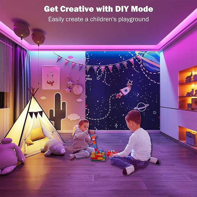 Leeleberd 65.6 ft Led Lights for Bedroom, Bluetooth Smart APP Control 5050 RGB Color Changing Led Strip Lights with Remote Control and Power Adapter Led Lights for Room Kitchen Party Home Decoration